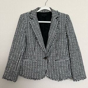Ann Taylor Black & White Houndstooth Woven Blazer – Size 8